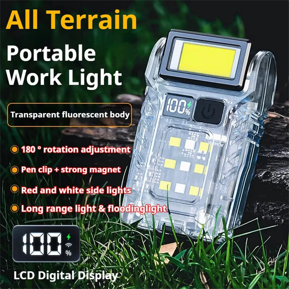 Multifunctional Work Light USB-C Rechargeable Outdoor Tourch Portable COB+LED Powerful Flashlight for Camping Fishing Walking — view 5