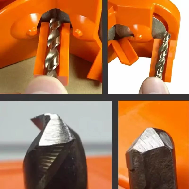 Multipurpose Drill Bit Grinding Sharpener 3 Holders 2 Wheels Steel Construction 11x6x7cm Compact Kitchen Slicers and Cutting Tools Sharpener — view 3