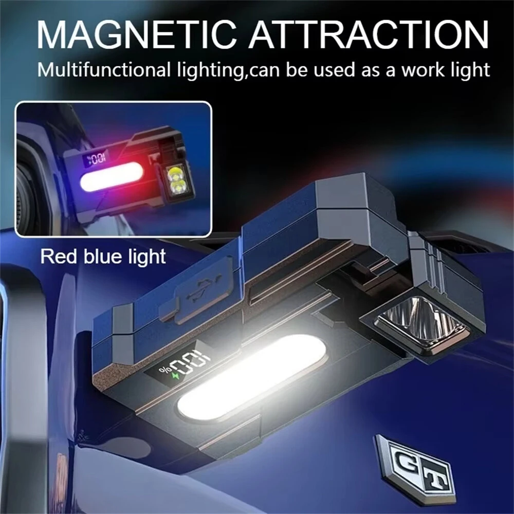 Multipurpose Dual Light Source LED Keychain Flashlight LCD Display Rotatable Pocket Work Light with Metal Clip EDC Torch for Outdoor Camping Hiking Emergency — view 8