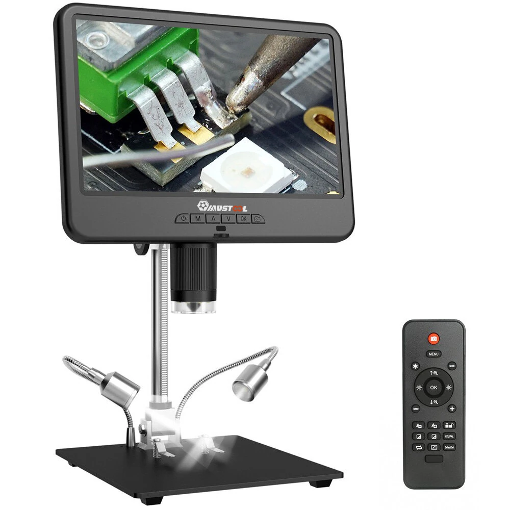 MUSTOOL AD210 10" Digital Microscope 5X-260X Magnification Adjustable LCD for PCB/SMD 1080P Soldering Microscopio