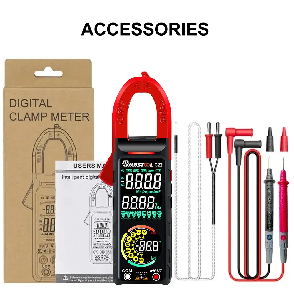 Mustool C22 Digital Clamp Meter 400A High Precision AC Current Measure with Live Wire Recognition NCV Induction Detection Dual VA Color Screen — view 11