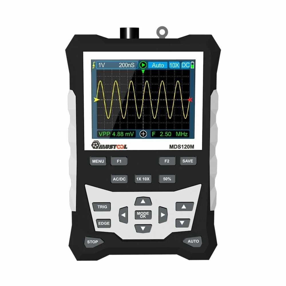 MUSTOOL MDS120M Professional Digital Oscilloscope 120MHz Analog Bandwidth 500MS/s Sampling Rate 320x240 LCD Screen Support Waveform Storage with Backlight — view 3