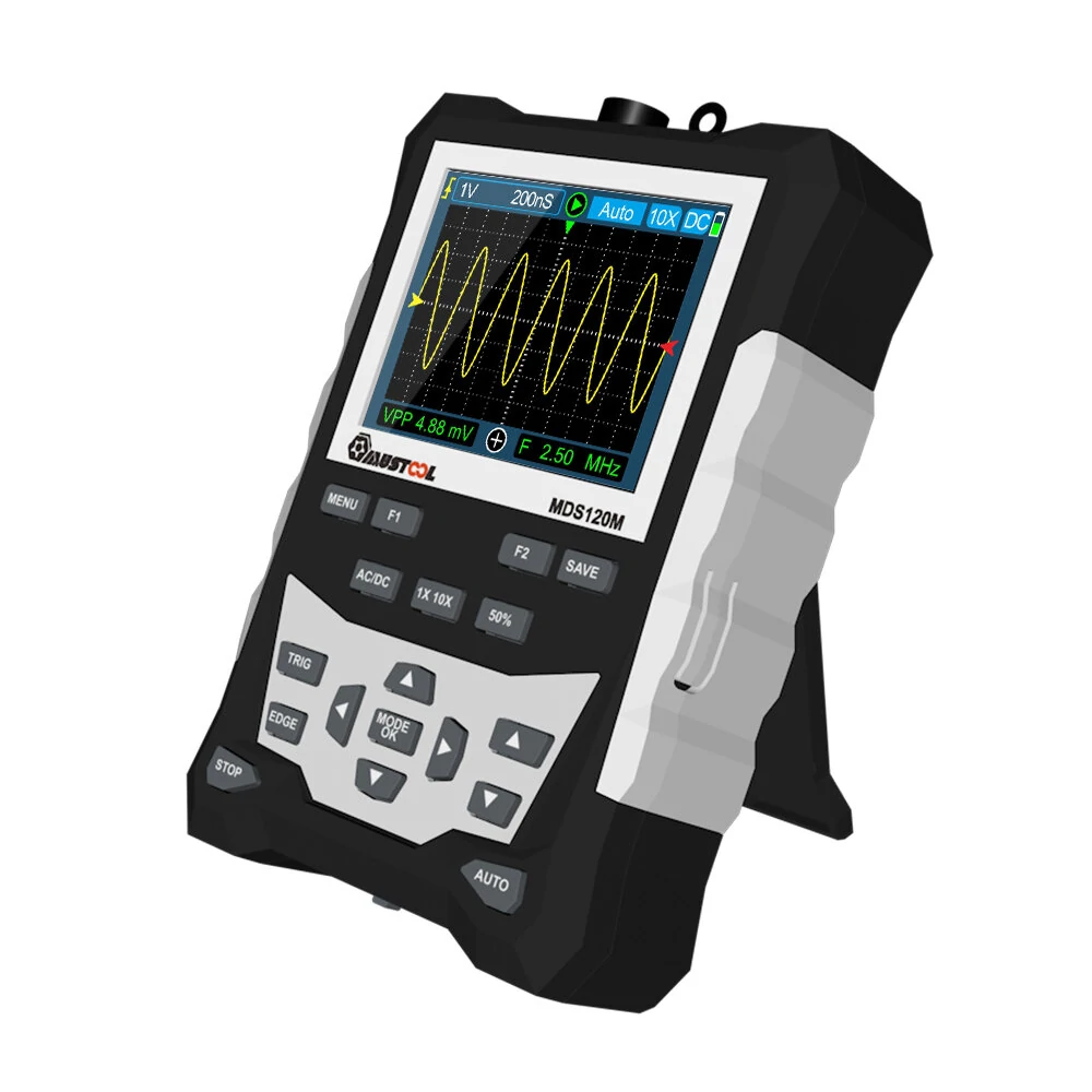 MUSTOOL MDS120M Professional Digital Oscilloscope 120MHz Analog Bandwidth 500MS/s Sampling Rate 320x240 LCD Screen Support Waveform Storage with Backlight — view 4