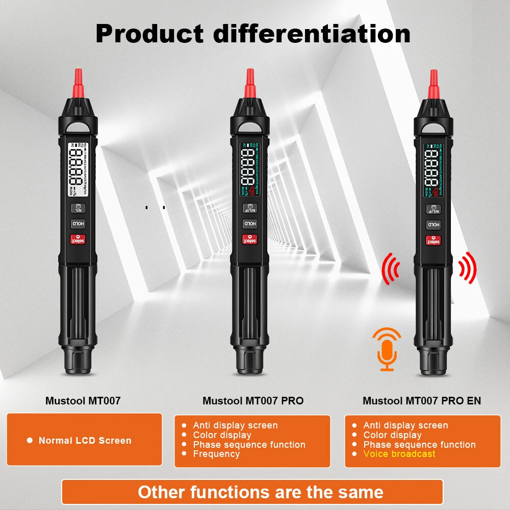 MUSTOOL MT007/MT007 Pro/MT007 Pro-EN True RMS Digital Multimeter + Voltage  Test Pen +Phase Sequences Meter  3 In 1 Color Screen Voice Broadcast — view 4