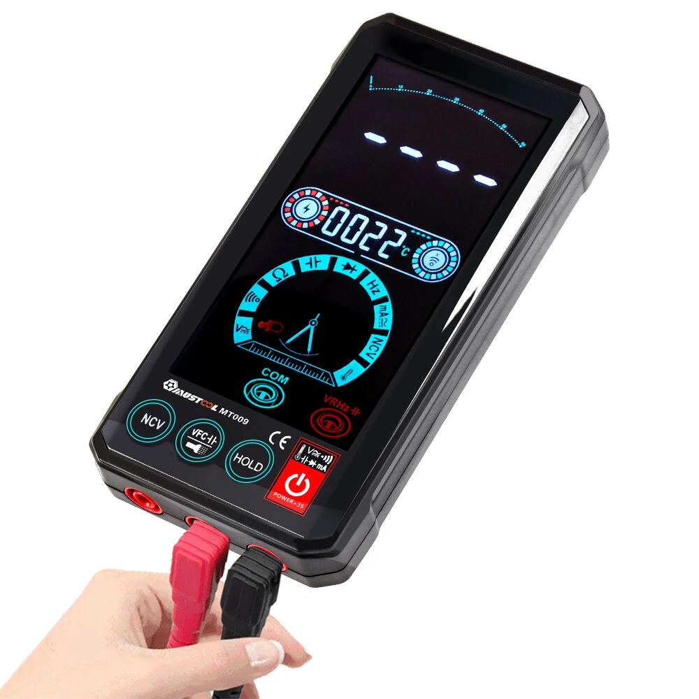 MUSTOOL MT009 4.4-Inch Touch Screen Smart True RMS Digital Multimeter Automatic Measurement with VFC Fuctiuon Current Voltage Test 6000 Counts Dispaly — view 3