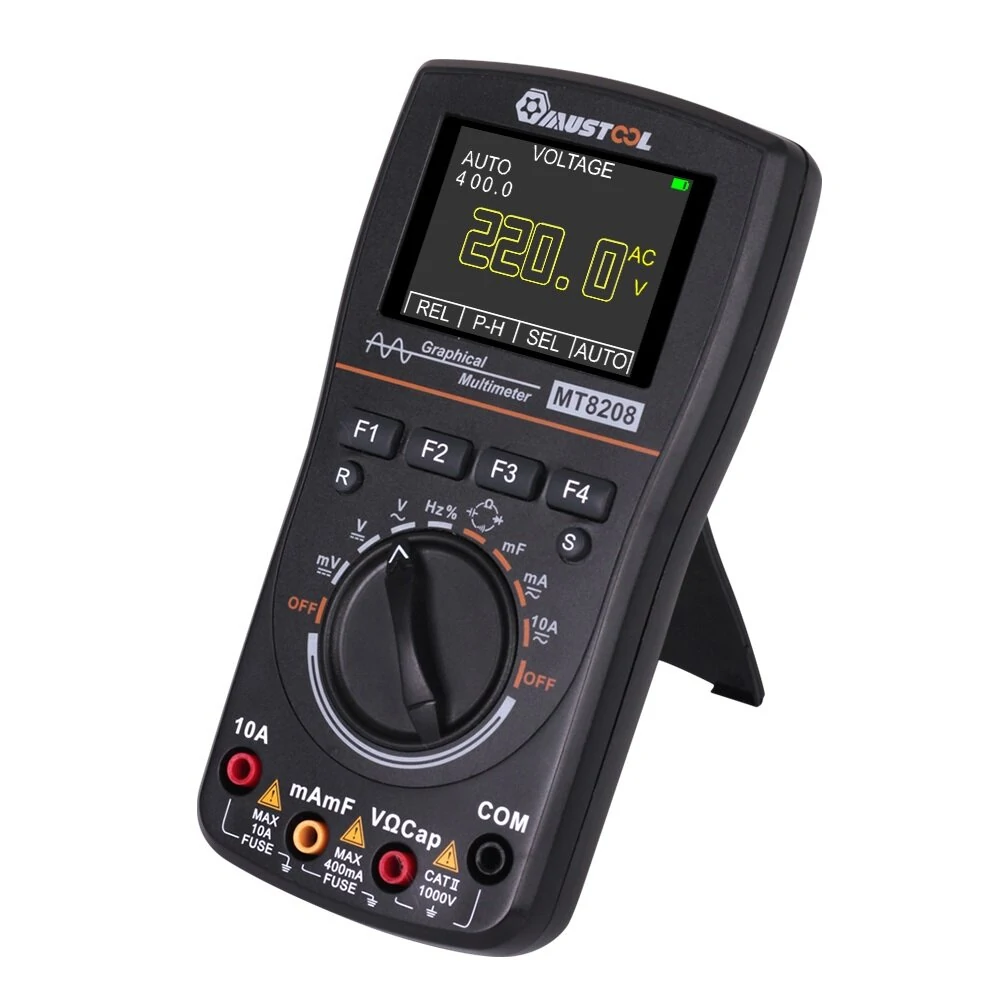 MUSTOOL MT8208 Intelligent Graphical Digital Oscilloscope Multimeter 2 in 1 With 2.4 Inches Color Screen 1MHz Bandwidth 2.5Msps Sampling Rate for DIY and Electronic Test Upgraded from MT8206 — view 4