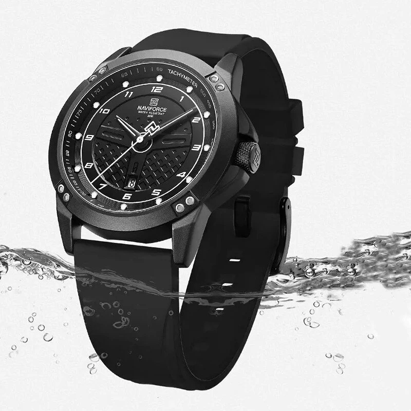 NAVIFORCE Men Silicone Strap Quartz Watch Waterproof Sports Digital Wrist Watch Casual Luminous Electronic Watch for Men — view 3