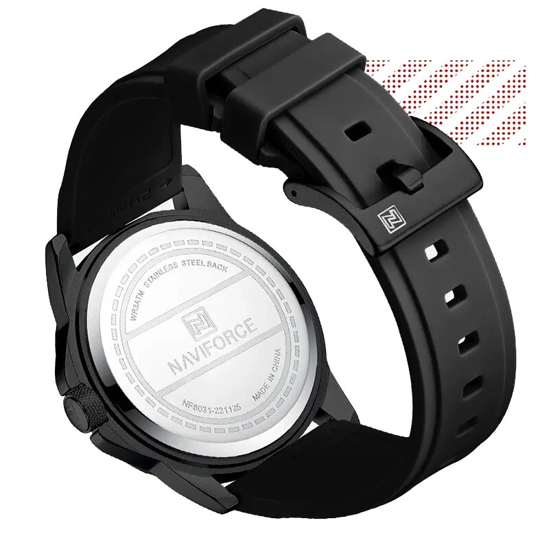 NAVIFORCE Men Silicone Strap Quartz Watch Waterproof Sports Digital Wrist Watch Casual Luminous Electronic Watch for Men — view 4