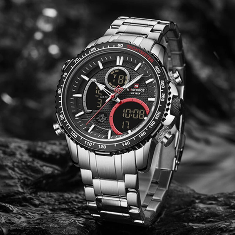 NAVIFORCE Multi-function Men Watch Night Light Waterproof Quartz Watch Timepiece Chronograph Date Sport Watch for Male — view 10