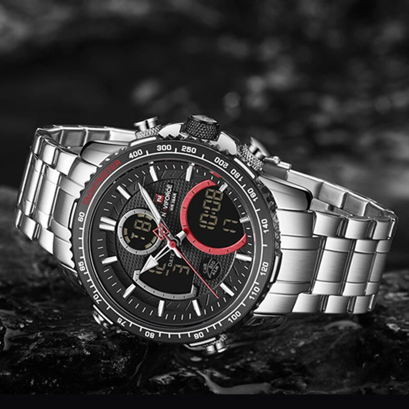 NAVIFORCE Multi-function Men Watch Night Light Waterproof Quartz Watch Timepiece Chronograph Date Sport Watch for Male — view 9