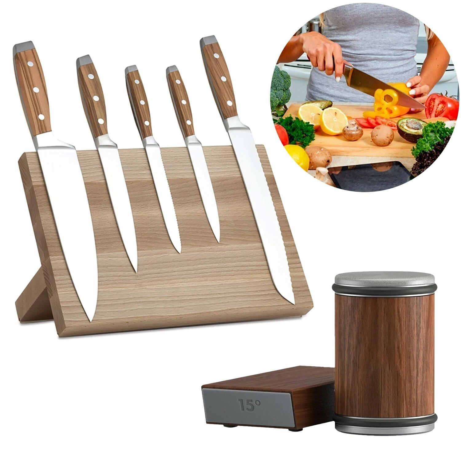 Newly Knife Sharpener Rolling Magnetic Knife Sharpener Kit Roller Edge Countertop Rolling Knife Sharpener Tool Two Sharpening Angles of 15° and 20° for Any Hardness Steel Makes Knife Sharpening — view 11