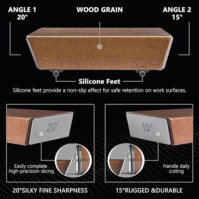 Newly Knife Sharpener Rolling Magnetic Knife Sharpener Kit Roller Edge Countertop Rolling Knife Sharpener Tool Two Sharpening Angles of 15° and 20° for Any Hardness Steel Makes Knife Sharpening — view 4