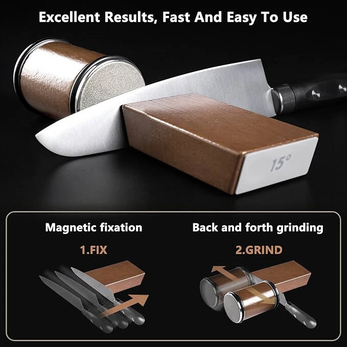 Newly Knife Sharpener Rolling Magnetic Knife Sharpener Kit Roller Edge Countertop Rolling Knife Sharpener Tool Two Sharpening Angles of 15° and 20° for Any Hardness Steel Makes Knife Sharpening — view 6
