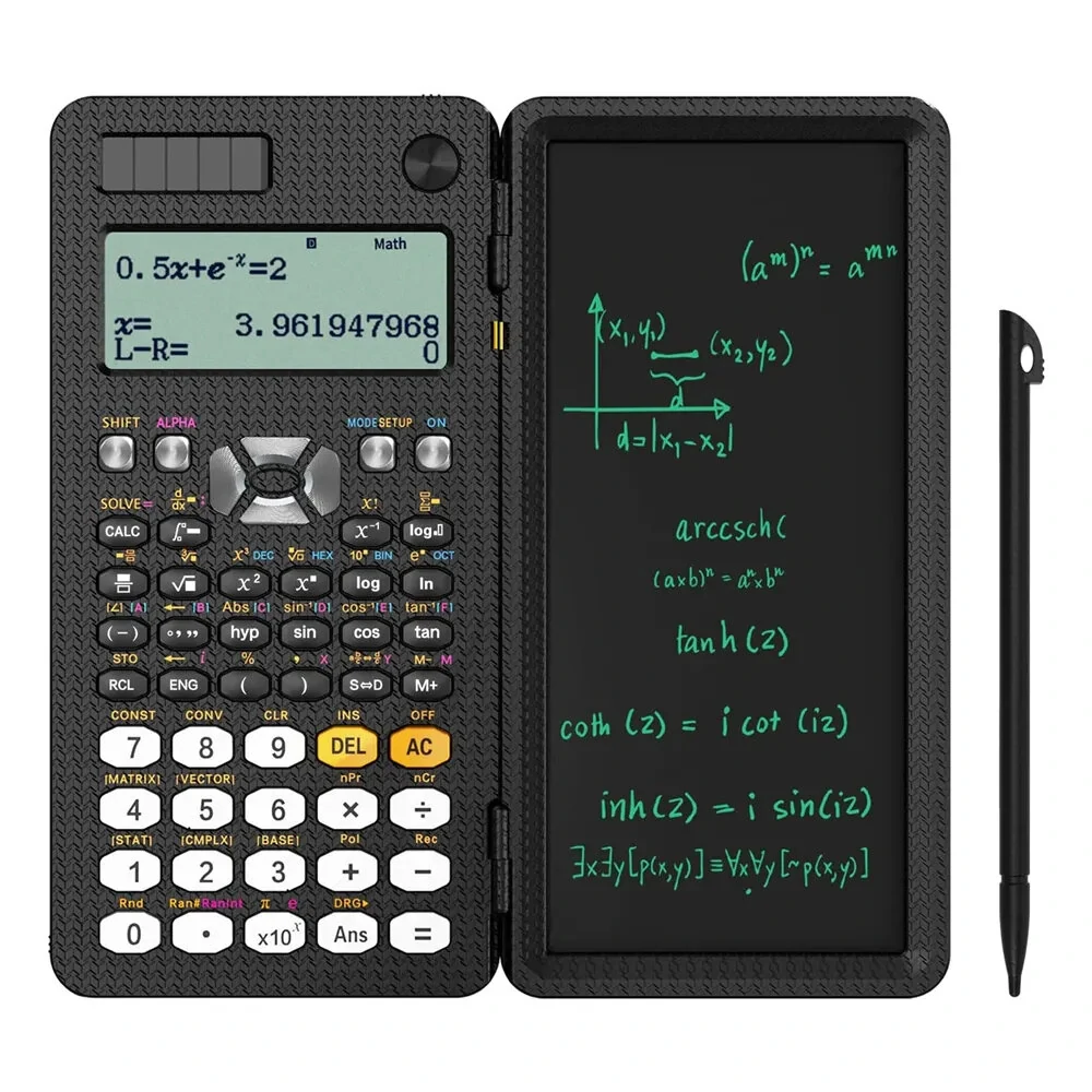 NEWYES 991ES 6.5 Inches Scientific Calculator with LCD Writing Tablet and 417 Functions Solar Energy Science Calculators Notepad Professional Foldable Calculators for School Students Office Assistant — NEWYES