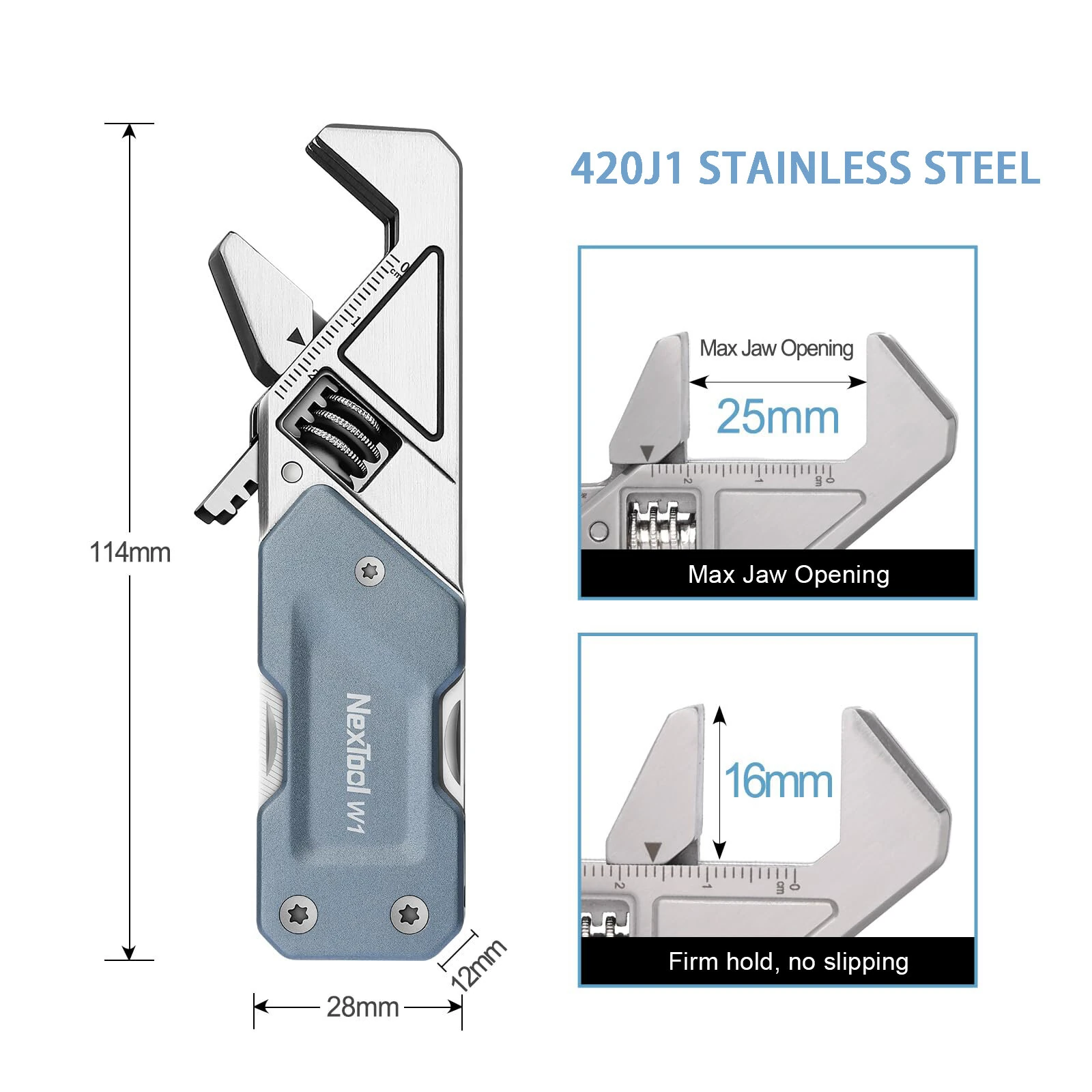 NexTool 6 In 1 EDC Adjustable Wrench Multitool Pocket Hand Tools Kit Screwdriver Bit Set Multi Function Tools Folding Knife File — view 3