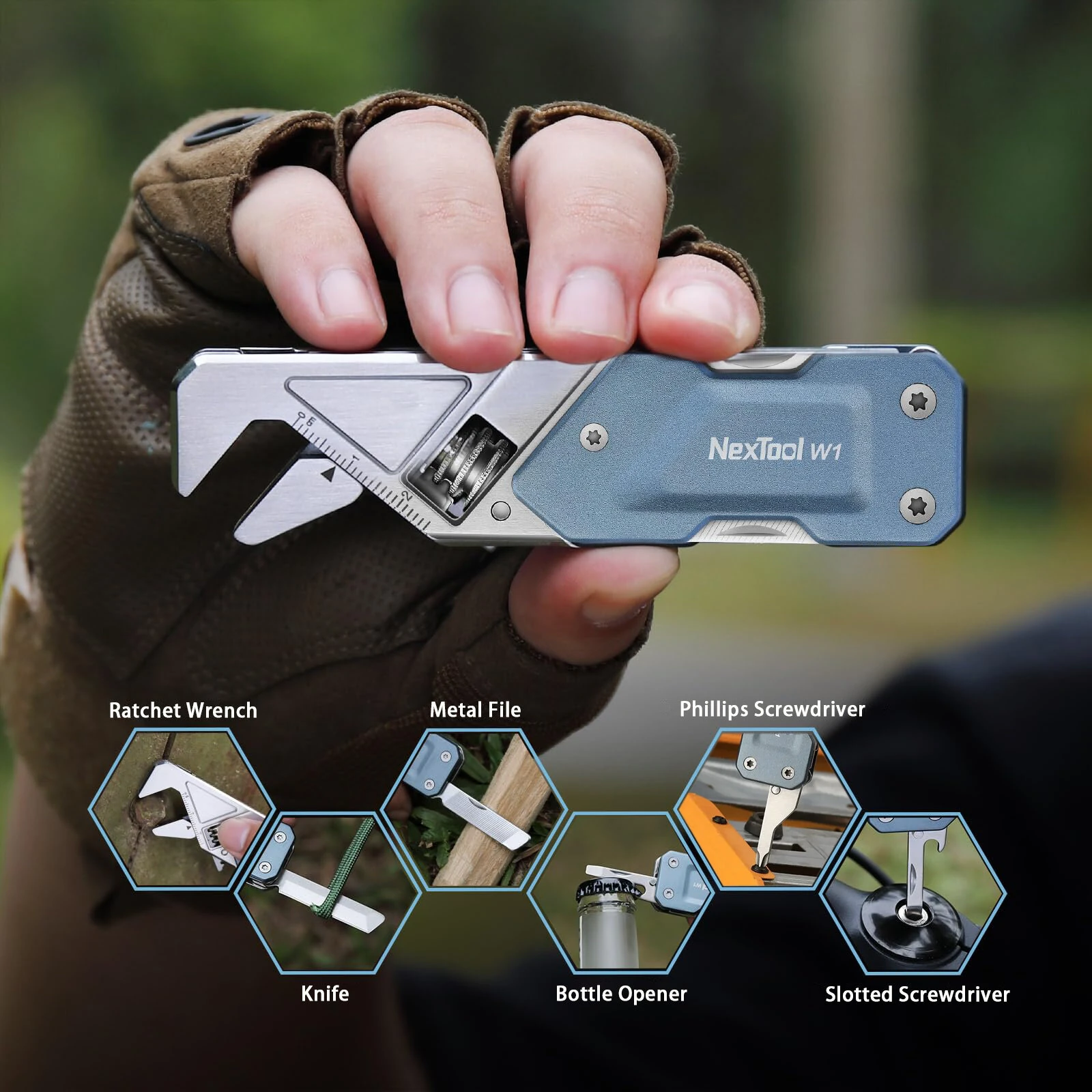 NexTool 6 In 1 EDC Adjustable Wrench Multitool Pocket Hand Tools Kit Screwdriver Bit Set Multi Function Tools Folding Knife File — view 5