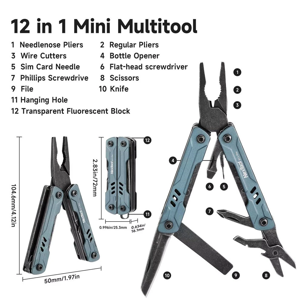 NexTool Mini Sailor Pliers S11/S11 PRO 12-In-1 Multitool Folding Pocket Plier Knife Screwdriver Scissors Portable EDC Outdoor Hand Tools — view 4