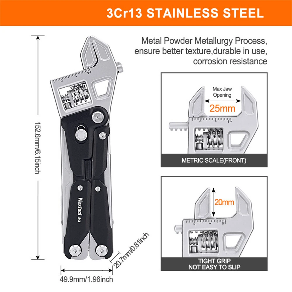 NexTool W4 Multitool Wrench 11-In-1 Adjustable Wrench Pliers Hand Tools Screwdriver Wooding Saw Wood Working Tools — view 10