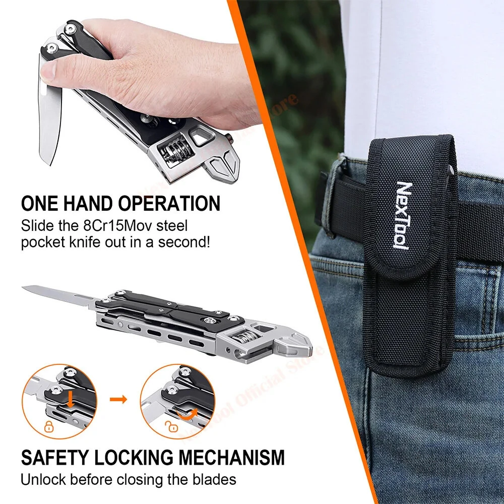 NexTool W4 Multitool Wrench 11-In-1 Adjustable Wrench Pliers Hand Tools Screwdriver Wooding Saw Wood Working Tools — view 5