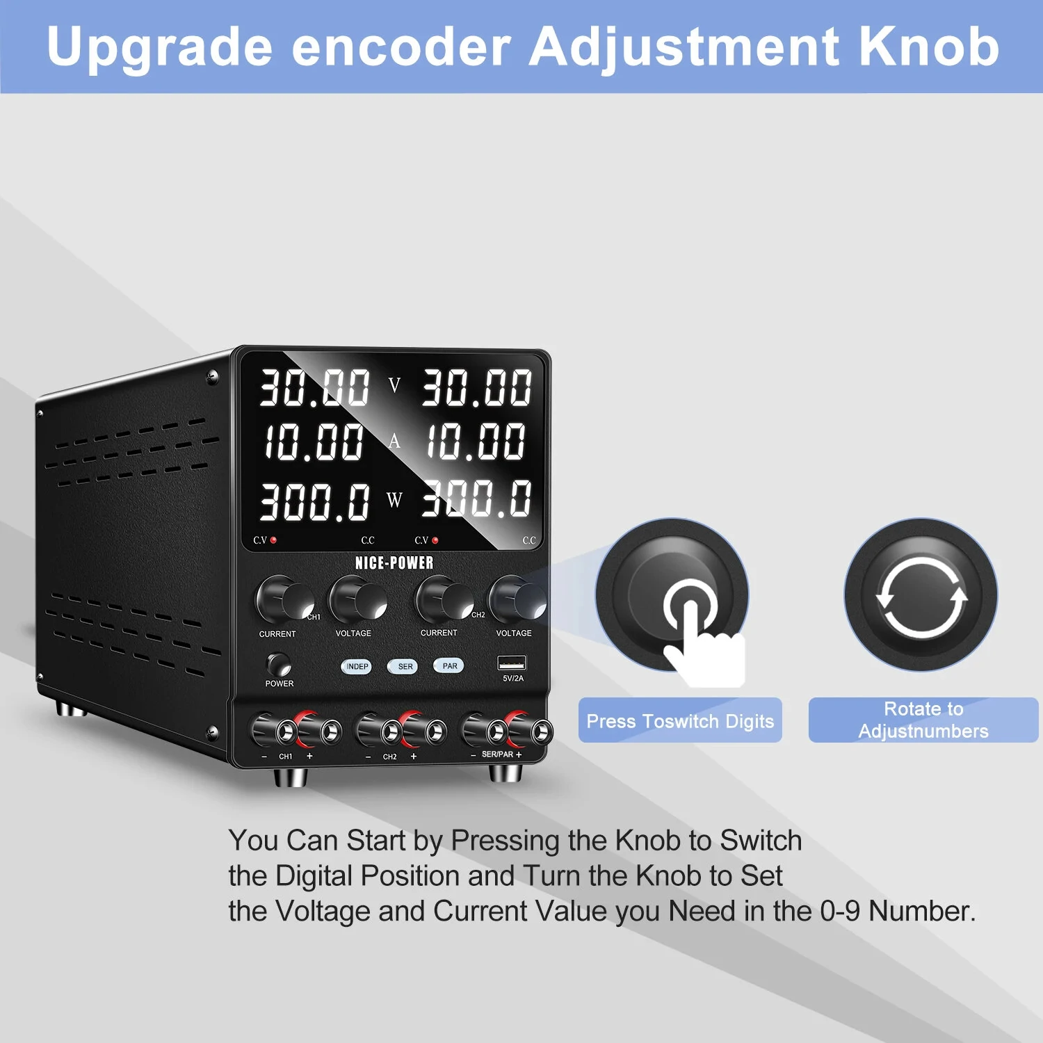 NICE-POWER SPS-2KD Dual-Channel DC Power Supply Series Parallel Independent Triple Output Function Bench Power 120V 60V 30V — view 2