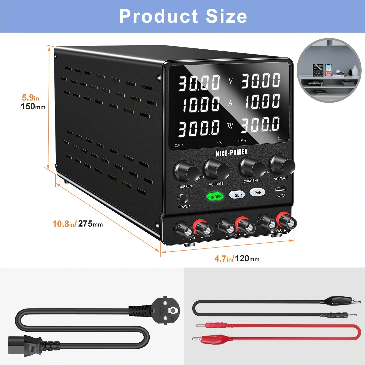 NICE-POWER SPS-2KD Dual-Channel DC Power Supply Series Parallel Independent Triple Output Function Bench Power 120V 60V 30V — view 6