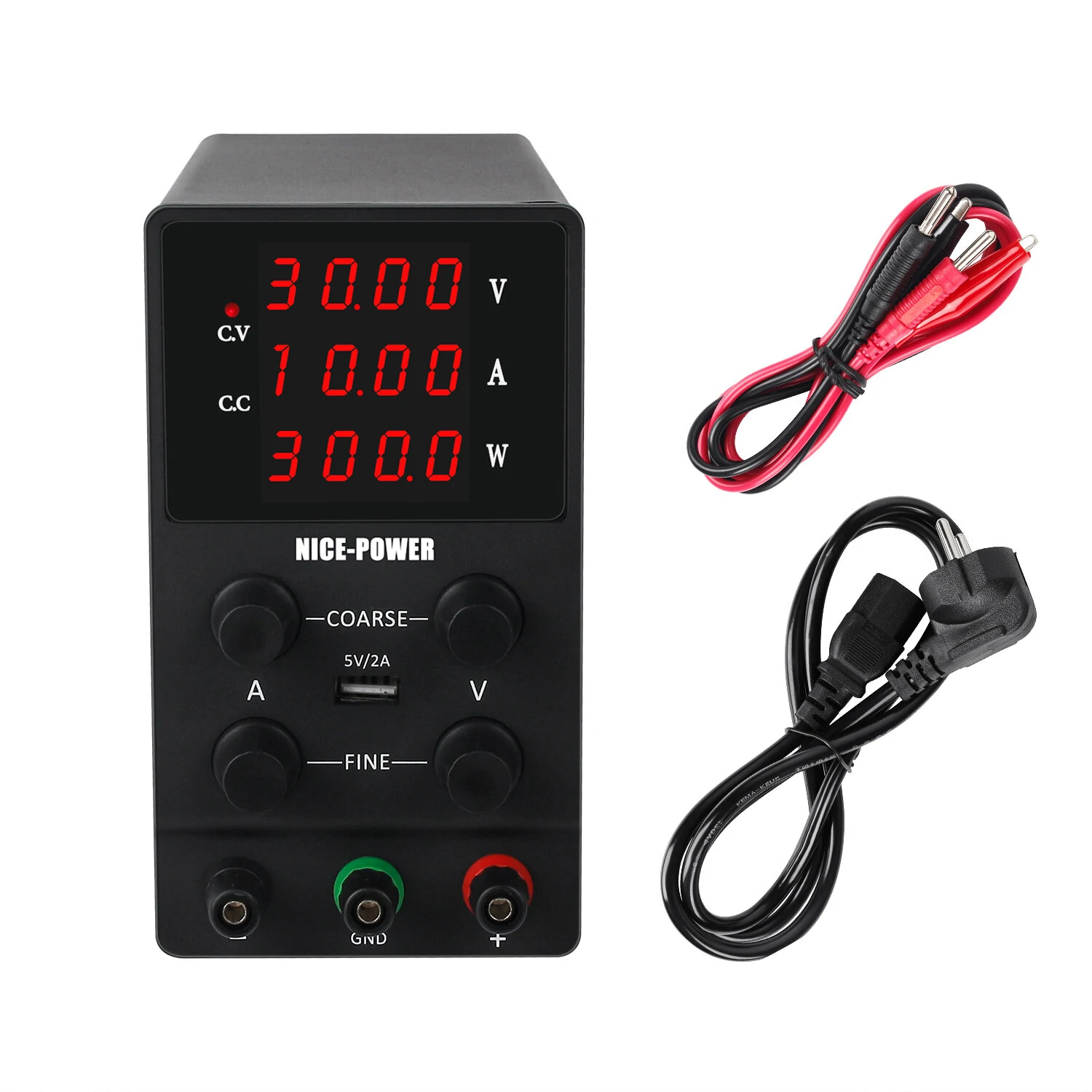NICE-POWER SPS3010 Digital Power Supply 0-30V 0-10A Four-Digit Display USB 5V2A Adjustable Knobs Stable DC Output