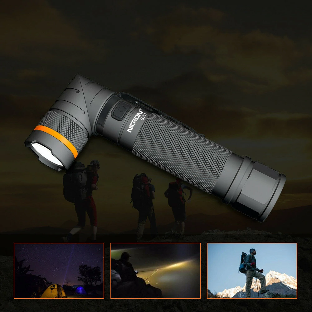 Nicron 1200LM 90 Degree Rechargeable LED Flashlight Headlamp Magnet Clip Handfree Ultra Bright LED Torch Headlight — view 4