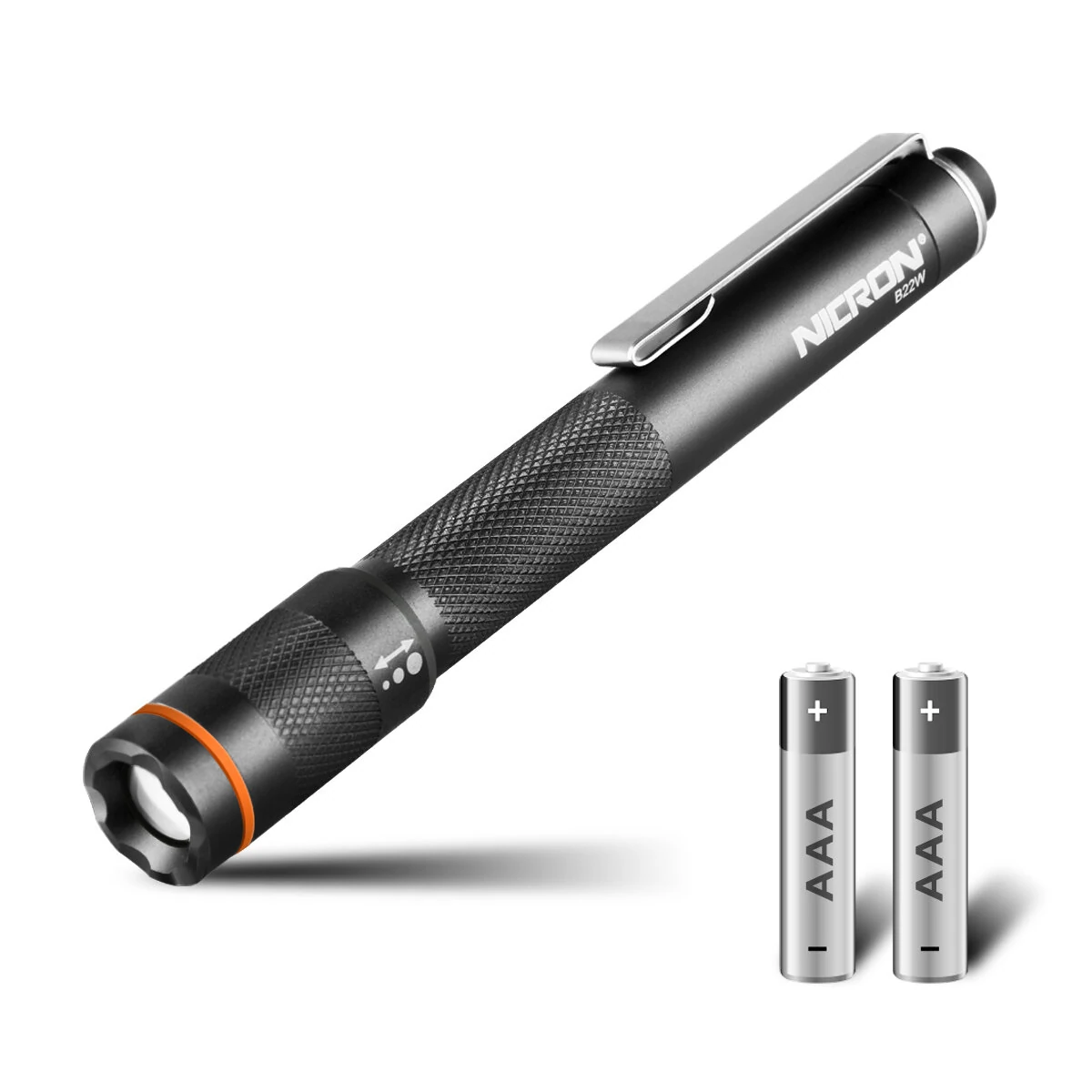 NICRON B22W LED Pocket Pen Light 120 Lumens Portable Zoomable Flashlight with Clip for Inspection Outdoor Camping Flashlight  2pcs AAA Penlight — view 2