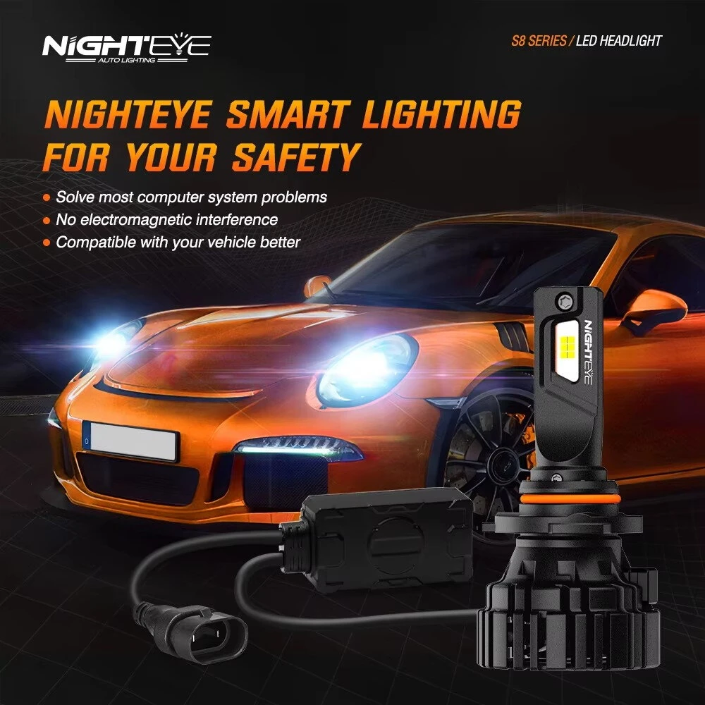 NightEye Auto Lighting 120W CSP LED Headlight Bulbs 30000LM 6000K Cool White IP68 Waterproof H1 H4 H7 H11 9005 9006 9012 Automotive Lighting Aluminum Copper — view 3