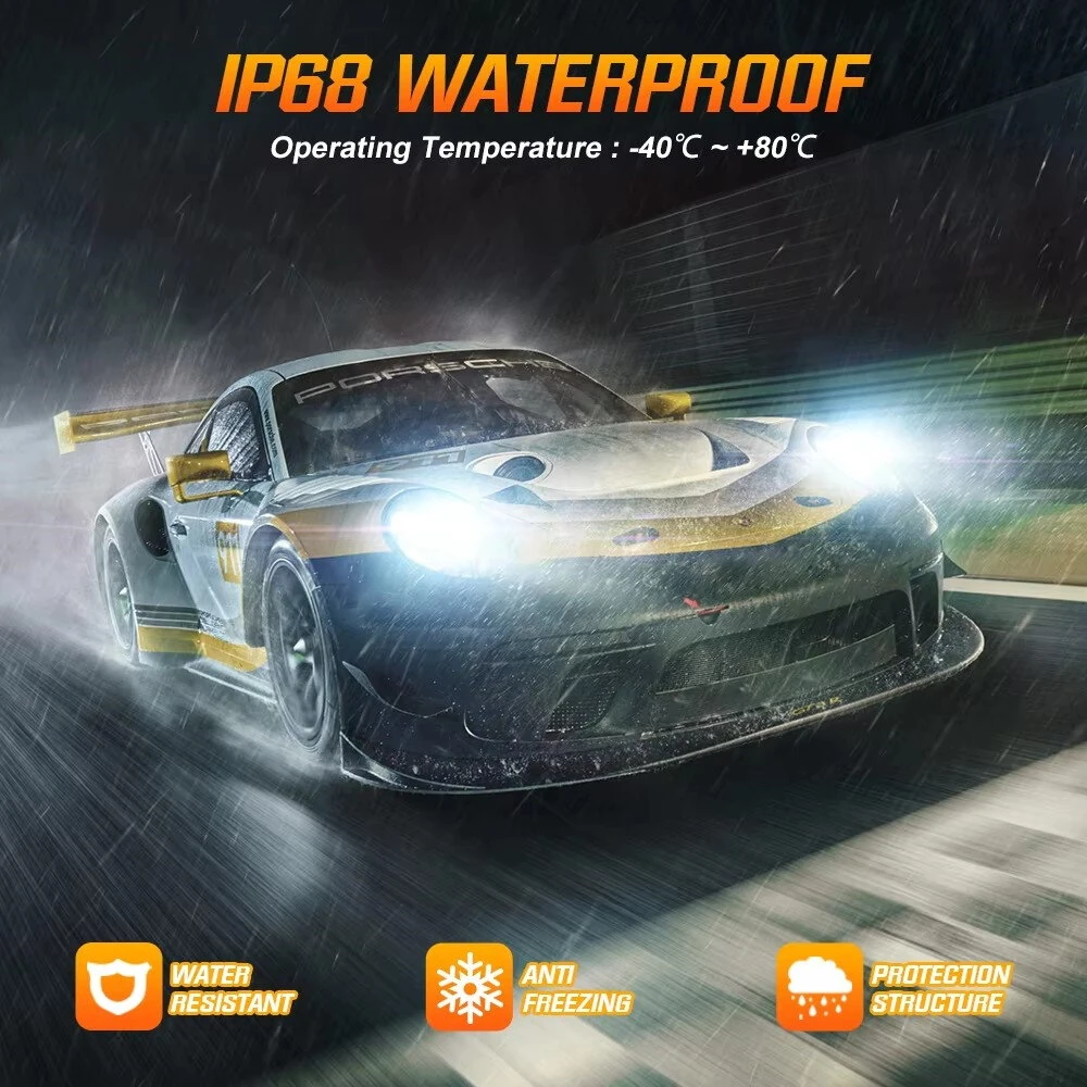 NightEye Auto Lighting 120W CSP LED Headlight Bulbs 30000LM 6000K Cool White IP68 Waterproof H1 H4 H7 H11 9005 9006 9012 Automotive Lighting Aluminum Copper — view 9