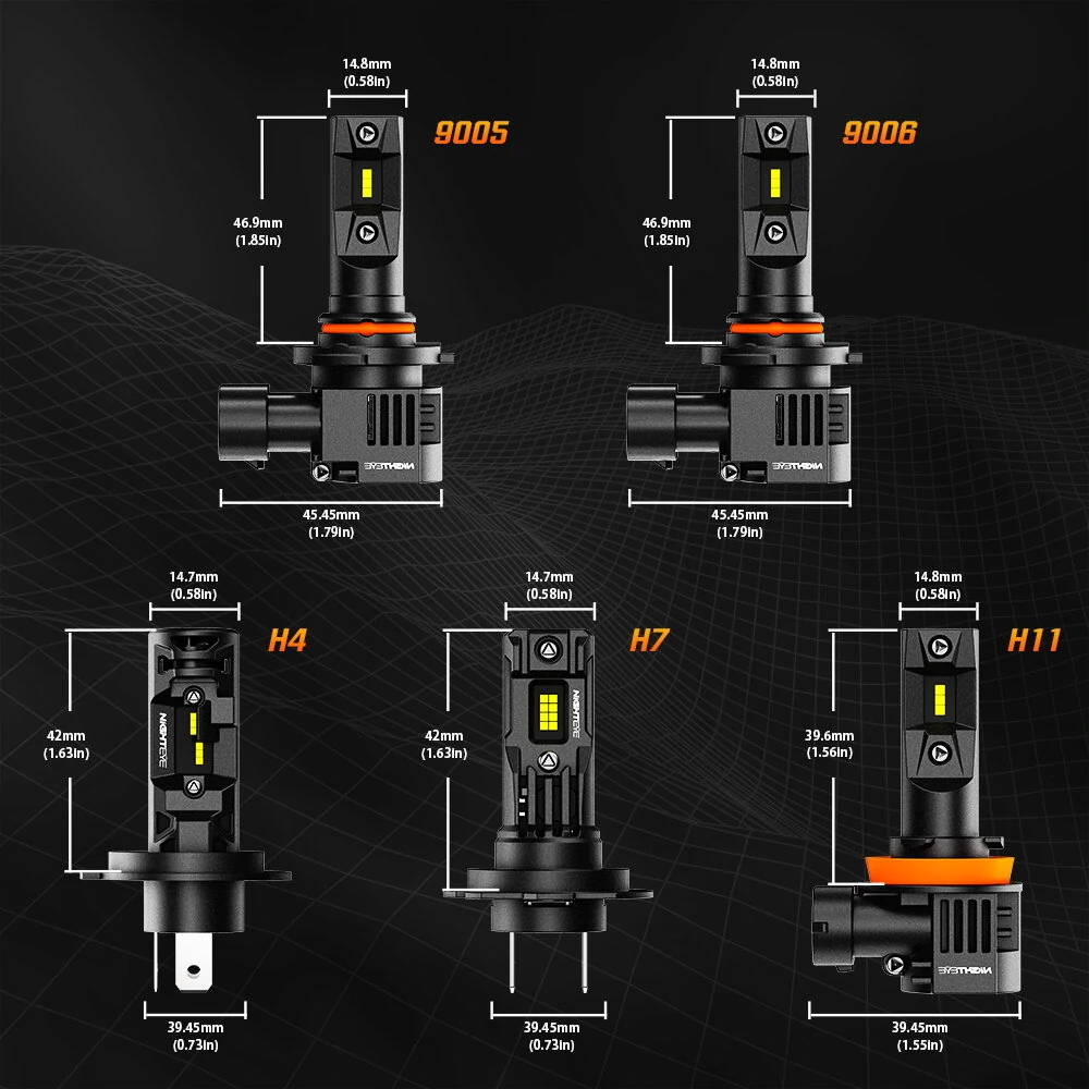 NightEye Auto Lighting 2PCS 6500K White LED Car Headlight Bulbs 22000LM/Pair LED Front Headlamp IP68 Waterproof — view 9