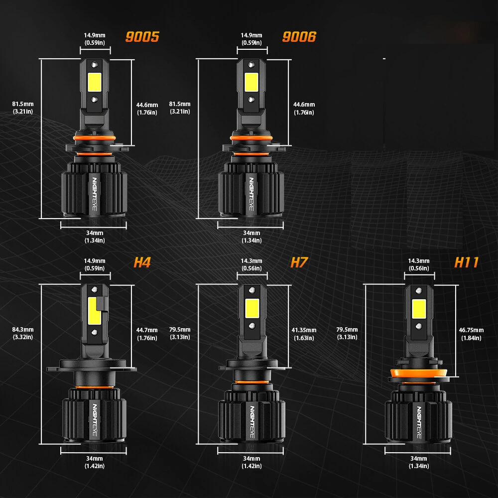 NightEye Auto Lighting A315-S4 2PCS Car LED Headlight Bulb 15,000LM/PAIR LED Front Headlamp 6500K White IP68 Waterproof — view 8