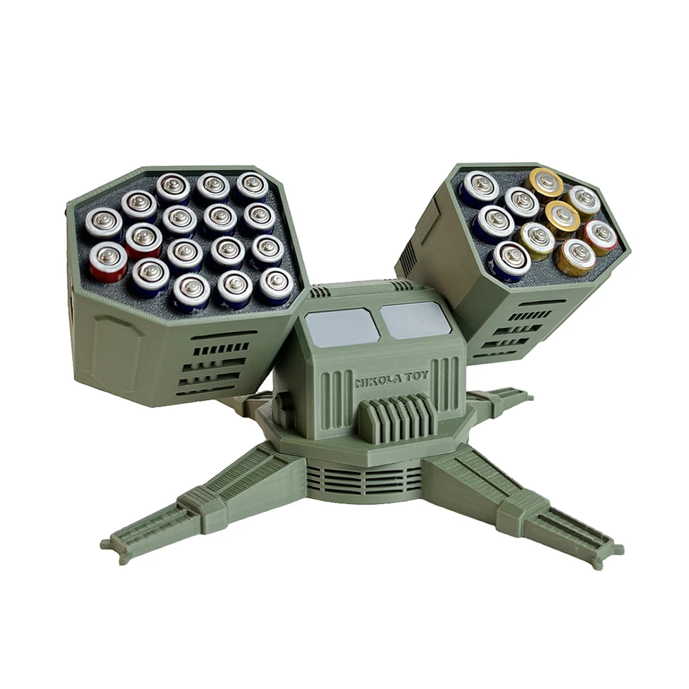 NIKOLATOY Anti-Aircraft Missile Shaped Battery Storage Box 27 Holes Suitable for AA/AAA batteries DIY Novel Creative Appearance Desktop Ornaments Science Discovery Toys — view 5