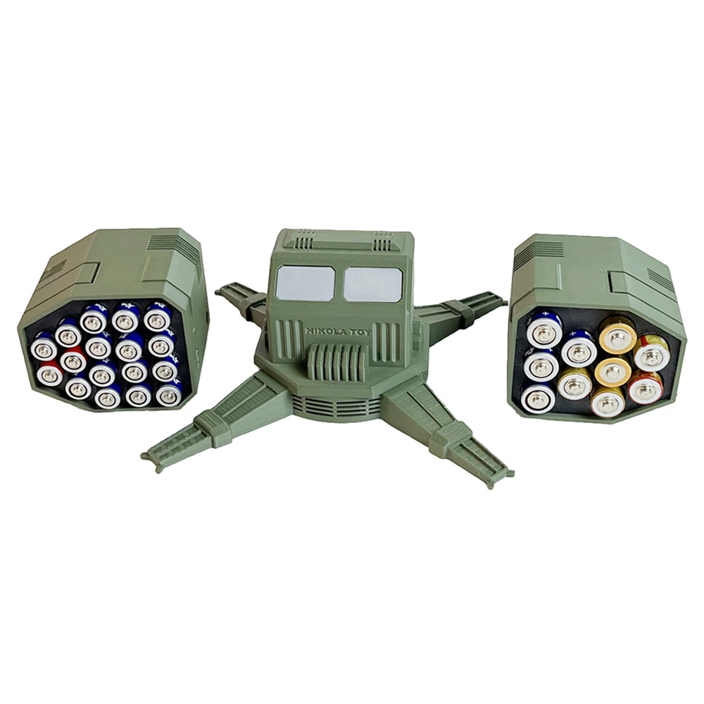 NIKOLATOY Anti-Aircraft Missile Shaped Battery Storage Box 27 Holes Suitable for AA/AAA batteries DIY Novel Creative Appearance Desktop Ornaments Science Discovery Toys — view 7