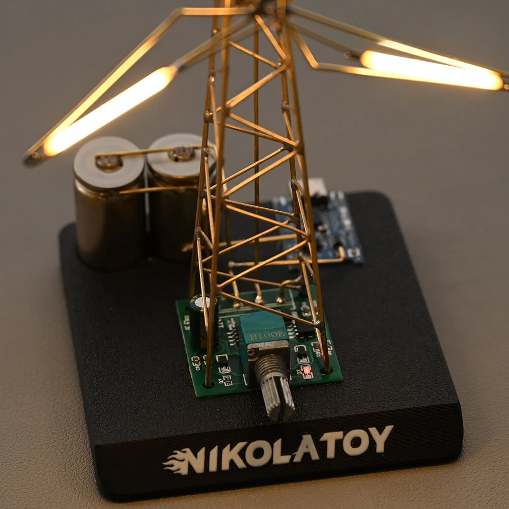 NIKOLATOY DIY Rotating Windmill Night Light Creative Desktop Ornament Decorative Table Lamp Handmade Metal Craft — view 7
