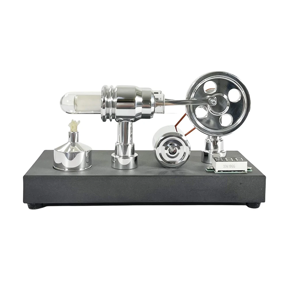 NikolaToy Mirror Polished Stirling Engine with Embedded Voltmeter USB Plug Unique Creative Desktop Ornaments Science Discovery Toys — view 2