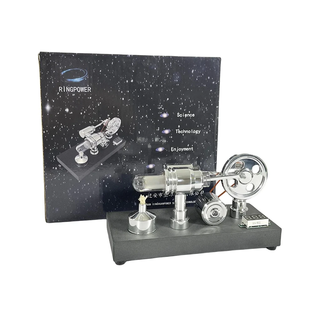 NikolaToy Mirror Polished Stirling Engine with Embedded Voltmeter USB Plug Unique Creative Desktop Ornaments Science Discovery Toys — view 3
