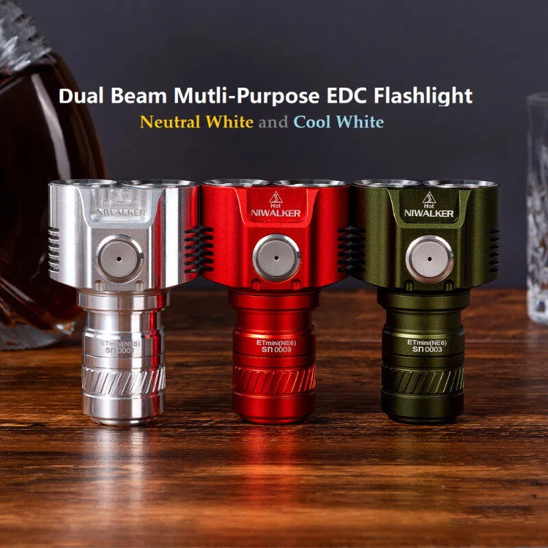 NIWALKER ETmini NE6 Dual Head 3200LM EDC Flashlight With 18350 Battery Type-C USB Rechargeable Multipurpose Mini LED Torch Outdoor Camping Light — view 4