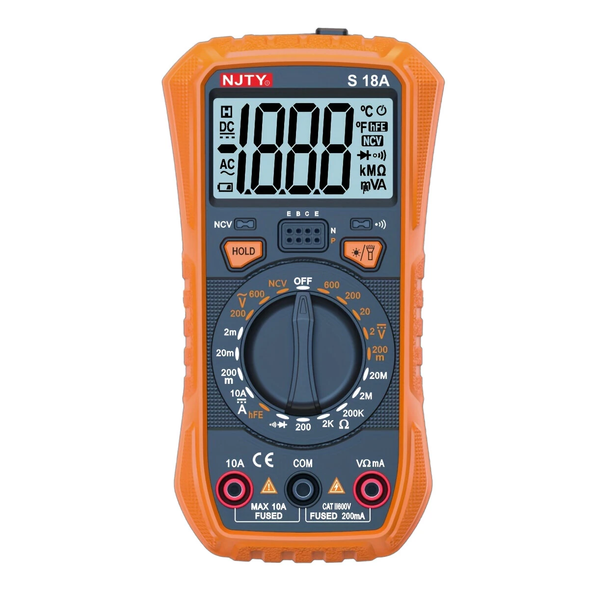 NJTY S18A Digital Multimeter High Precision Flashlight Backlit Display Non Contact Voltage Inspection Battery Powered Multimeter — view 2