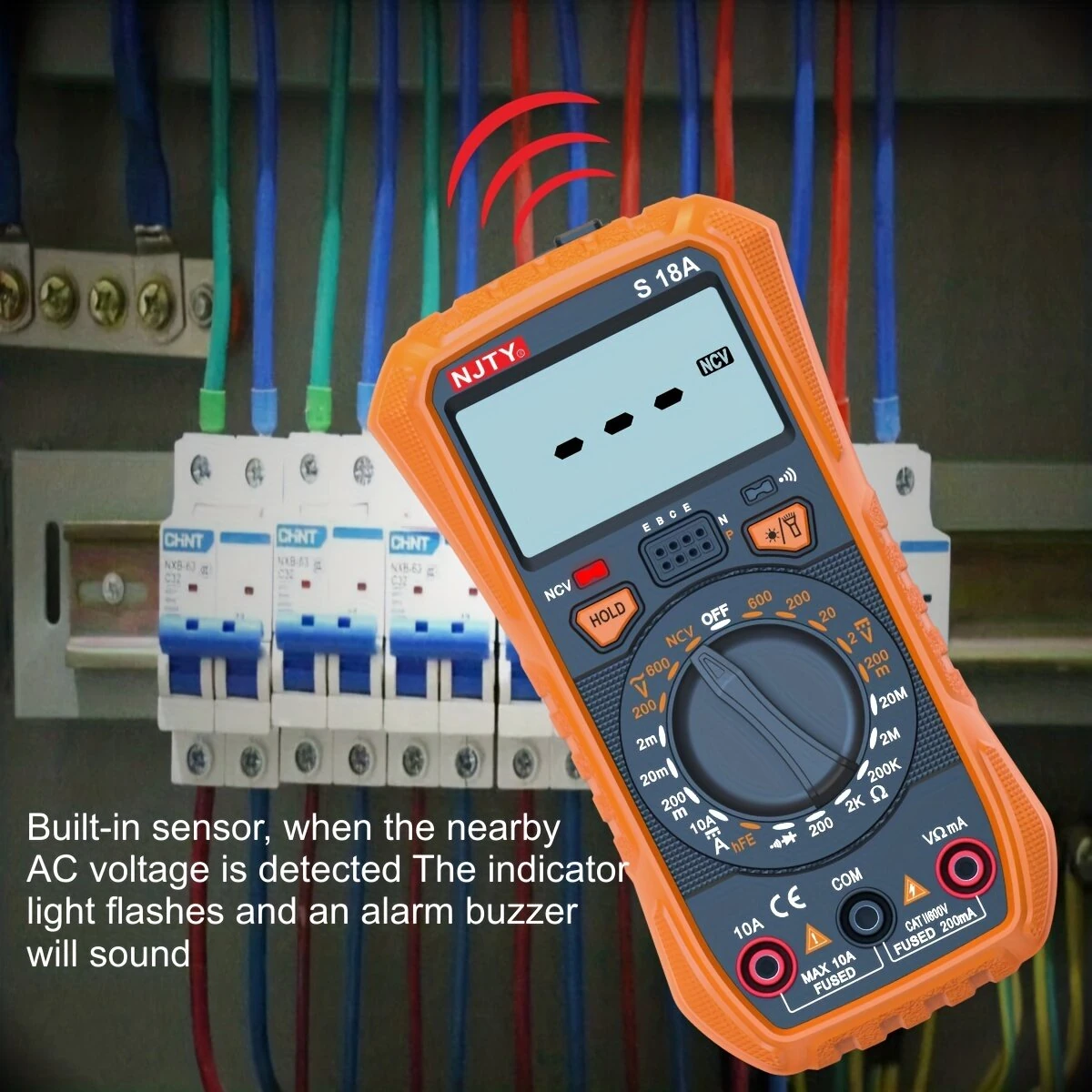 NJTY S18A Digital Multimeter High Precision Flashlight Backlit Display Non Contact Voltage Inspection Battery Powered Multimeter — view 5