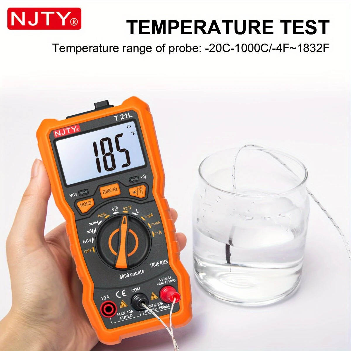 NJTY T21D T21L Multimeter 6000 Counts Auto Range AC DC Voltage Current Resistance Capacitance Temperature Inductance Measurement True RMS Test Tool — view 5
