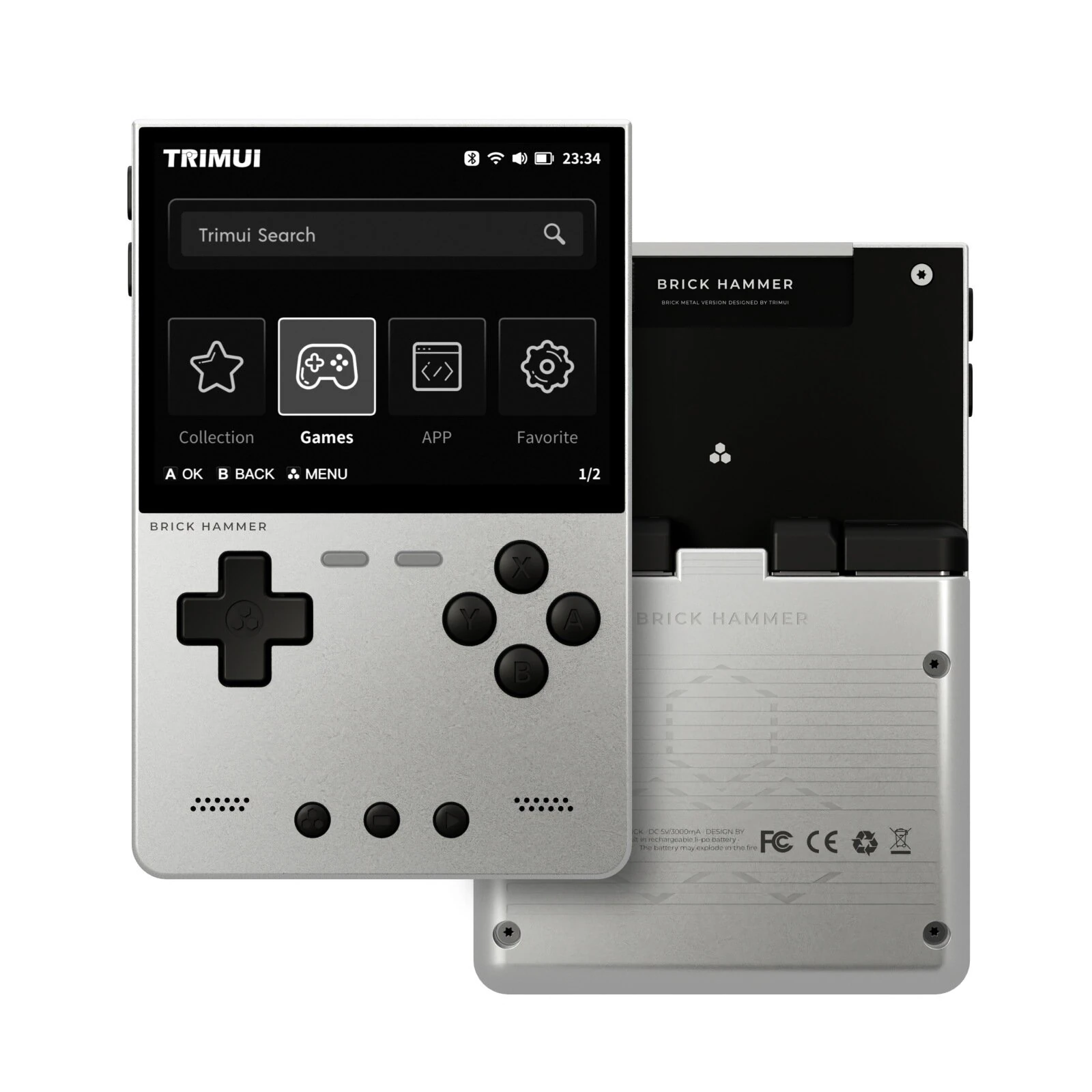 [No Card] TRIMUI Brick Hammer 3.2-inch Screen Handheld Gaming Console Allwinnder A133plus Quad-core Open-Source System Video Game Player Support WiFi & bluetooth Built-in Dual Stereo Speakers 3000mAh Rechargeable Retro Game Console — view 2