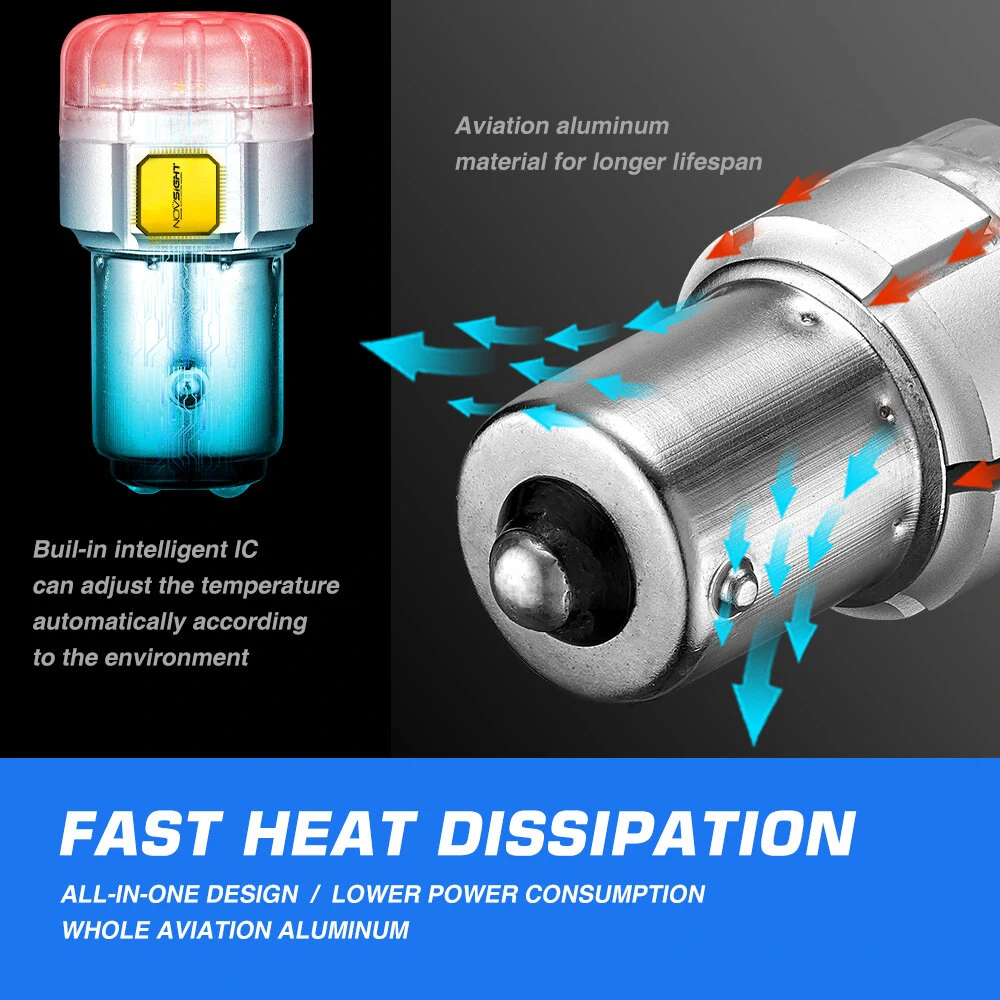 NOVSIGHT 12V 1157 5W LED Light Bulb 350LM Brake Light Bulb for Tail Light 3020SMD Reverse Turn Signal Light — view 10