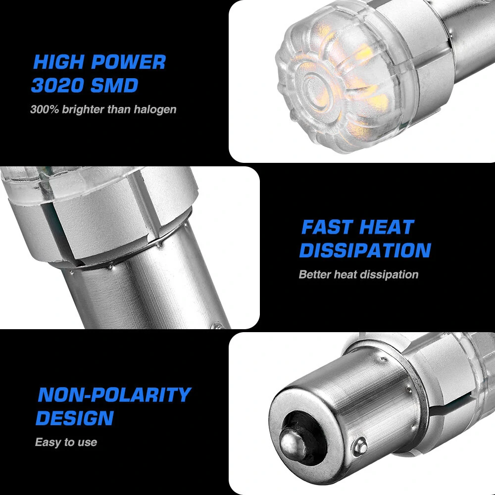 NOVSIGHT 12V 1157 5W LED Light Bulb 350LM Brake Light Bulb for Tail Light 3020SMD Reverse Turn Signal Light — view 11