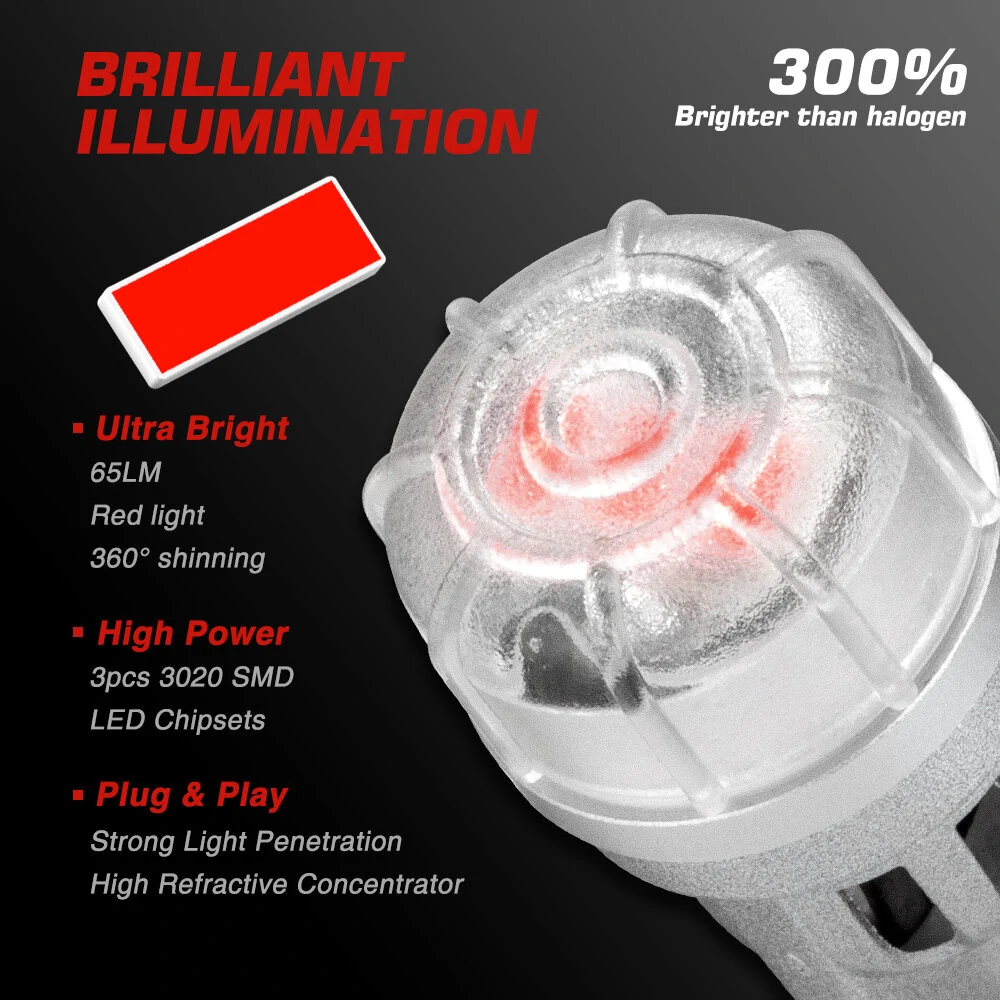 NOVSIGHT 12V T10 Pair Car LED Light Bulbs 2W Tail Light Bulbs 188LM High Brightness 3020SMD for Turn Signal Lights — view 6