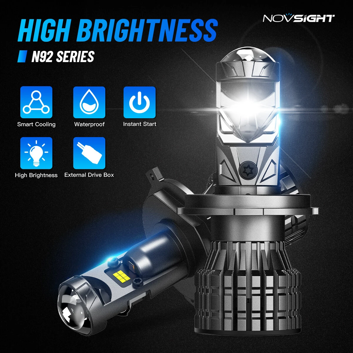 NovSight 22,000LM 120W 2PCS Car LED Headlights 6500K Bright White IP68 Waterproof — view 3