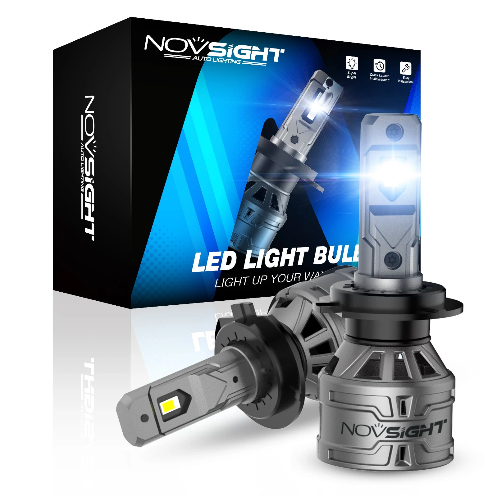 NOVSIGHT A500-N61 2PCS 13000LM/Pair 6500K Car LED Headlight Bulbs for Lighting Modification Cool White LED Headlamp 60W/Pair — view 8