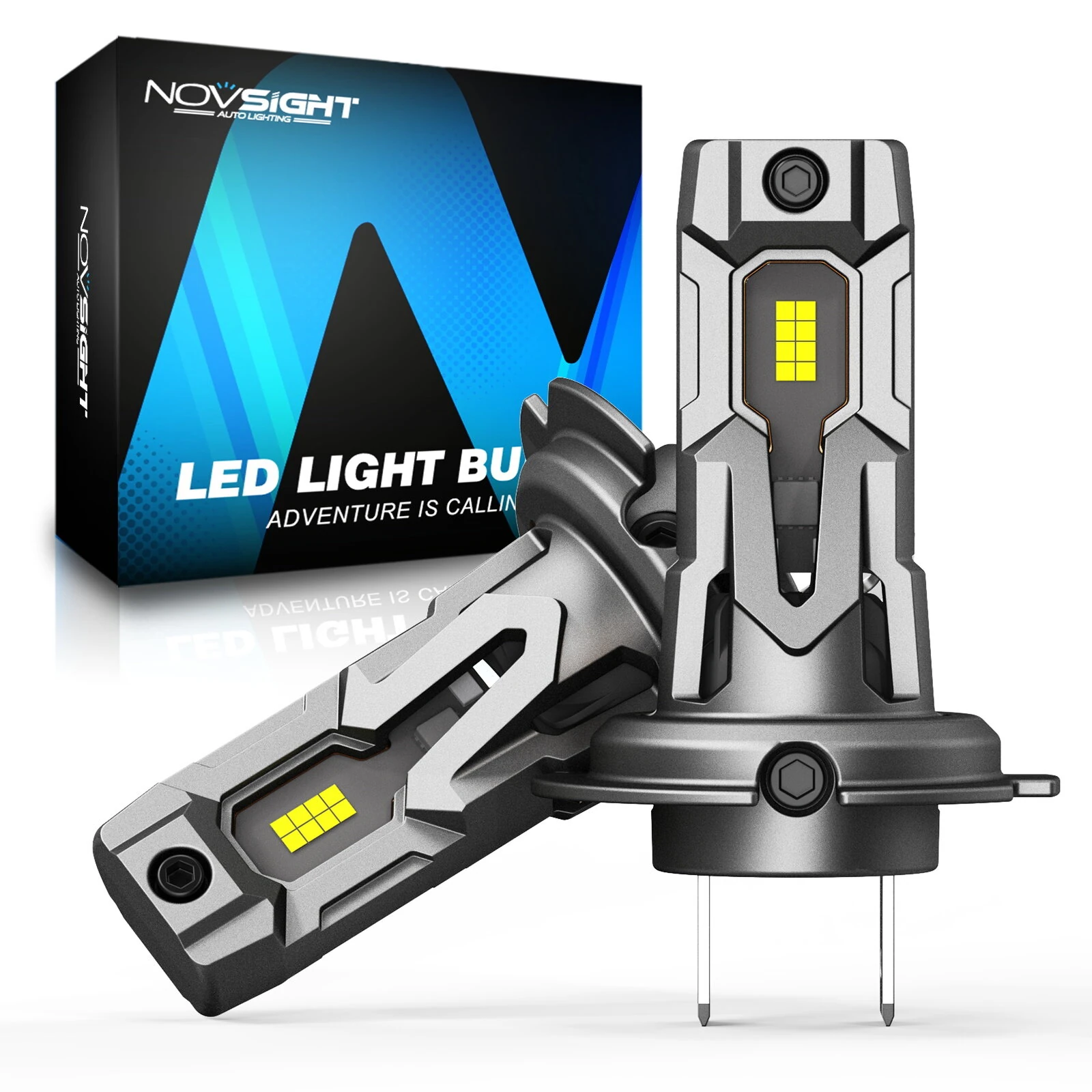 NovSight A500-T14 H7 LED Headlight Bulbs 12000LM 6500K White Light 40W Waterproof IP68 Long-Range 99 Percent Vehicle Compatibility Plug-and-Play Mini Size Bright Car Lights