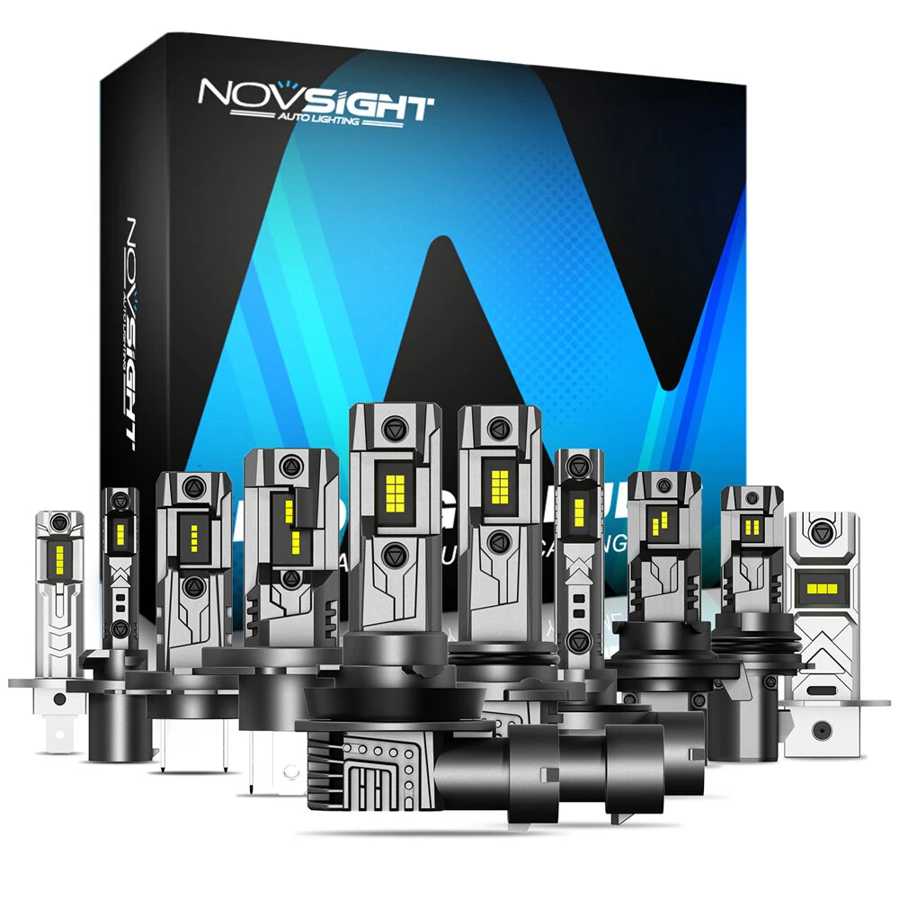 NovSight T11 LED Headlight Bulb 60W Pair 16000LM 6500K White Light IP68 Waterproof Automotive Headlights High Brightness Bulbs Long Lifespan Easy Install Aviation Aluminum