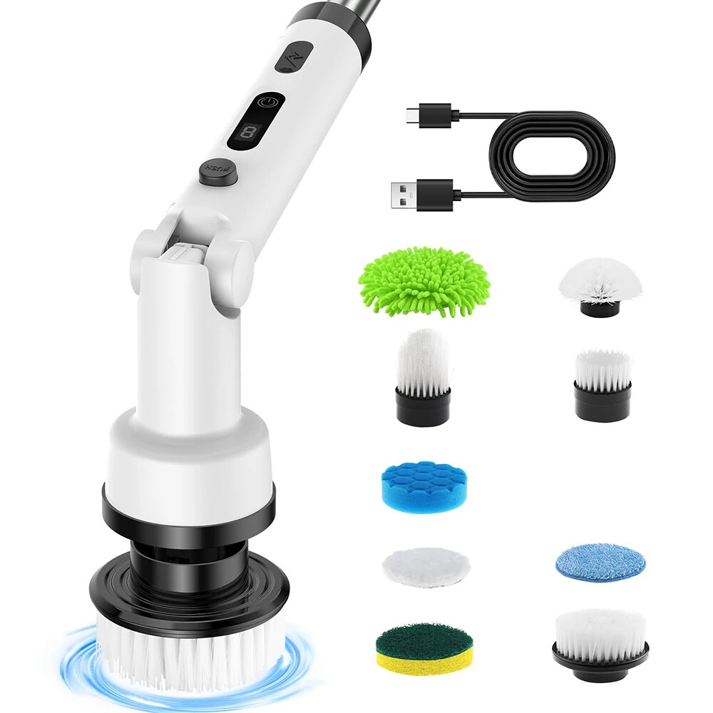 NovuLife Cordless Electric Spin Scrubber with 9 Replacement Head Dual Speed Electric Brush for Cleaning Power Bathroom Scrubber for Bathtub Tile Floor — view 2